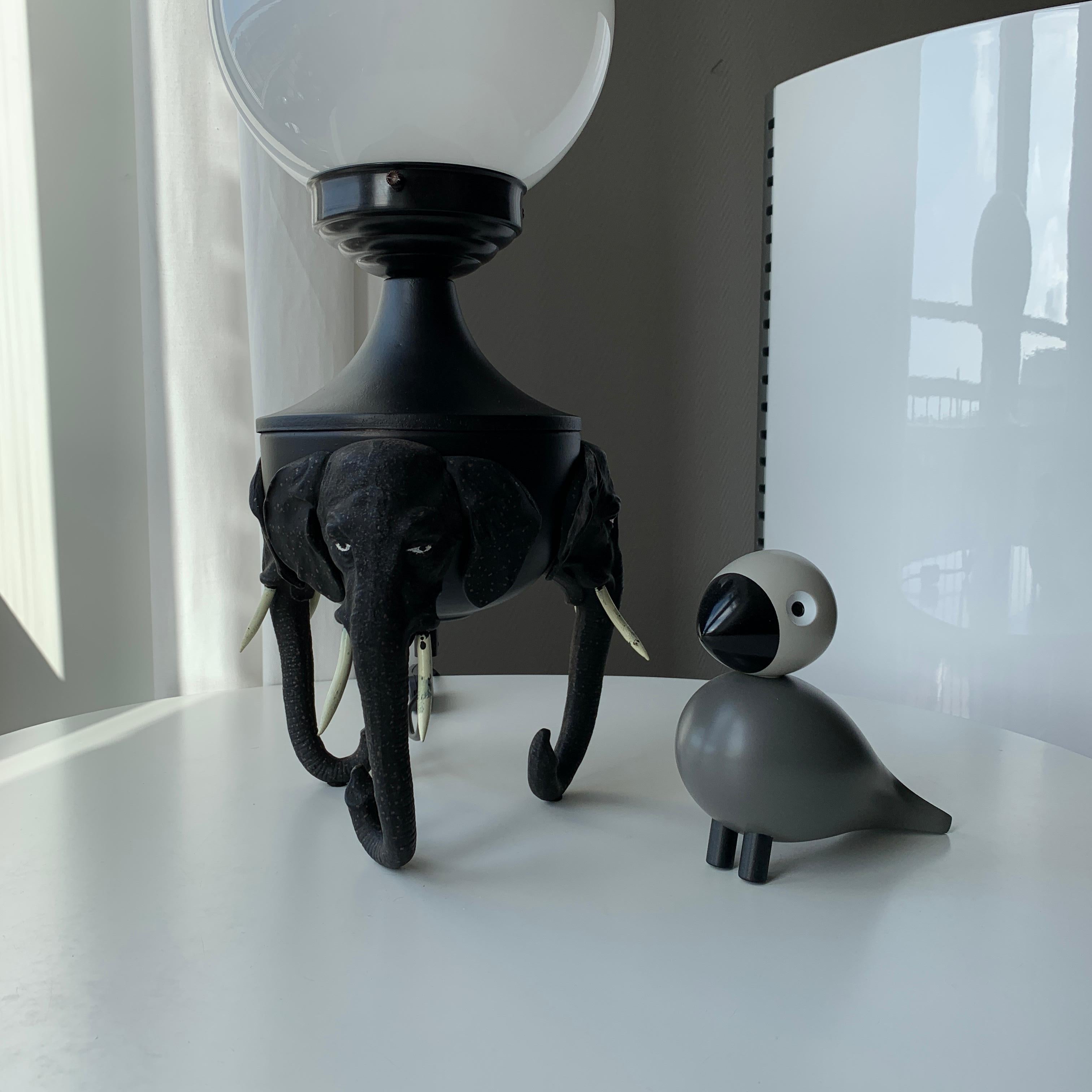 Art Noveau Elephant Table Lamp with Opaline Glass For Sale 10