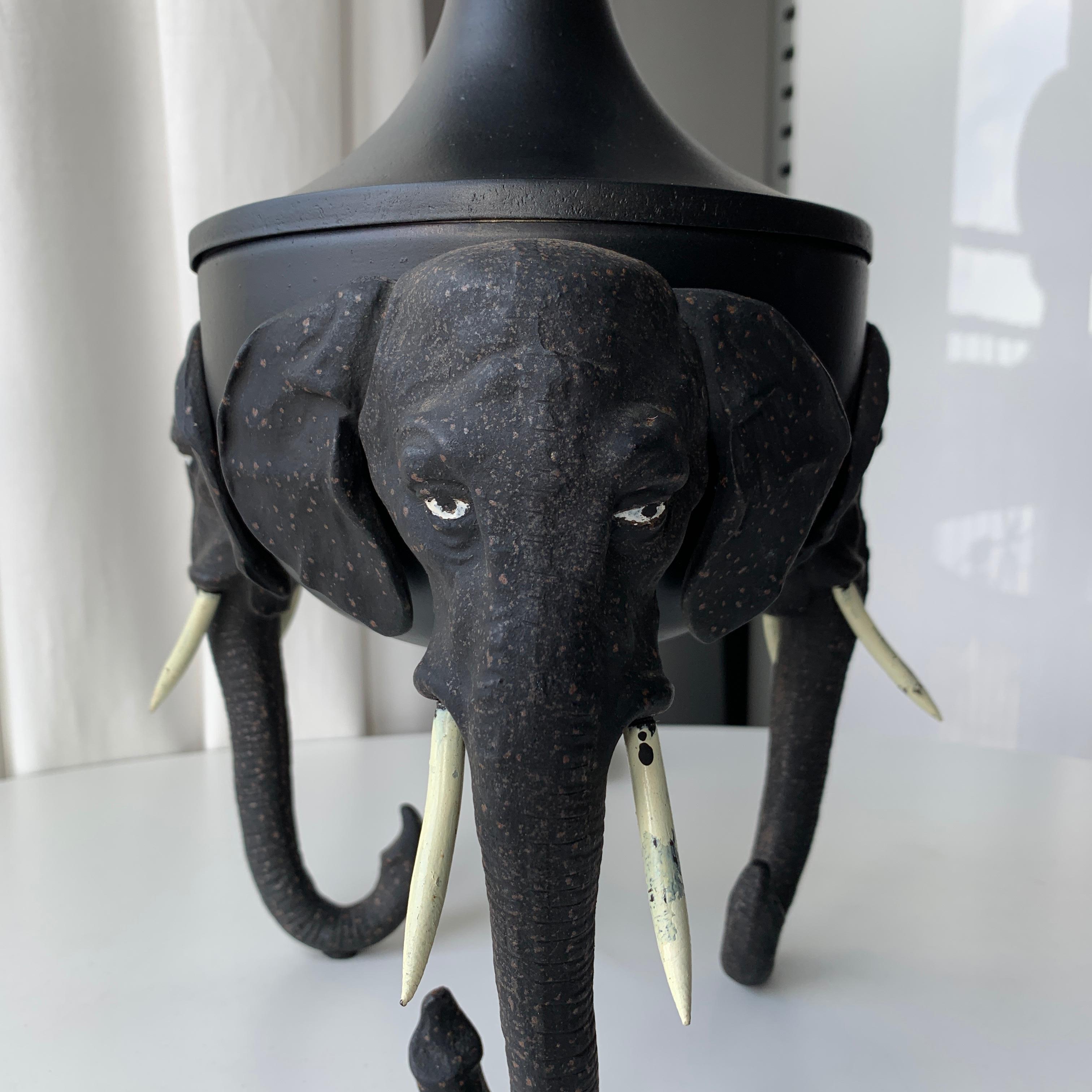 Art Nouveau Art Noveau Elephant Table Lamp with Opaline Glass For Sale