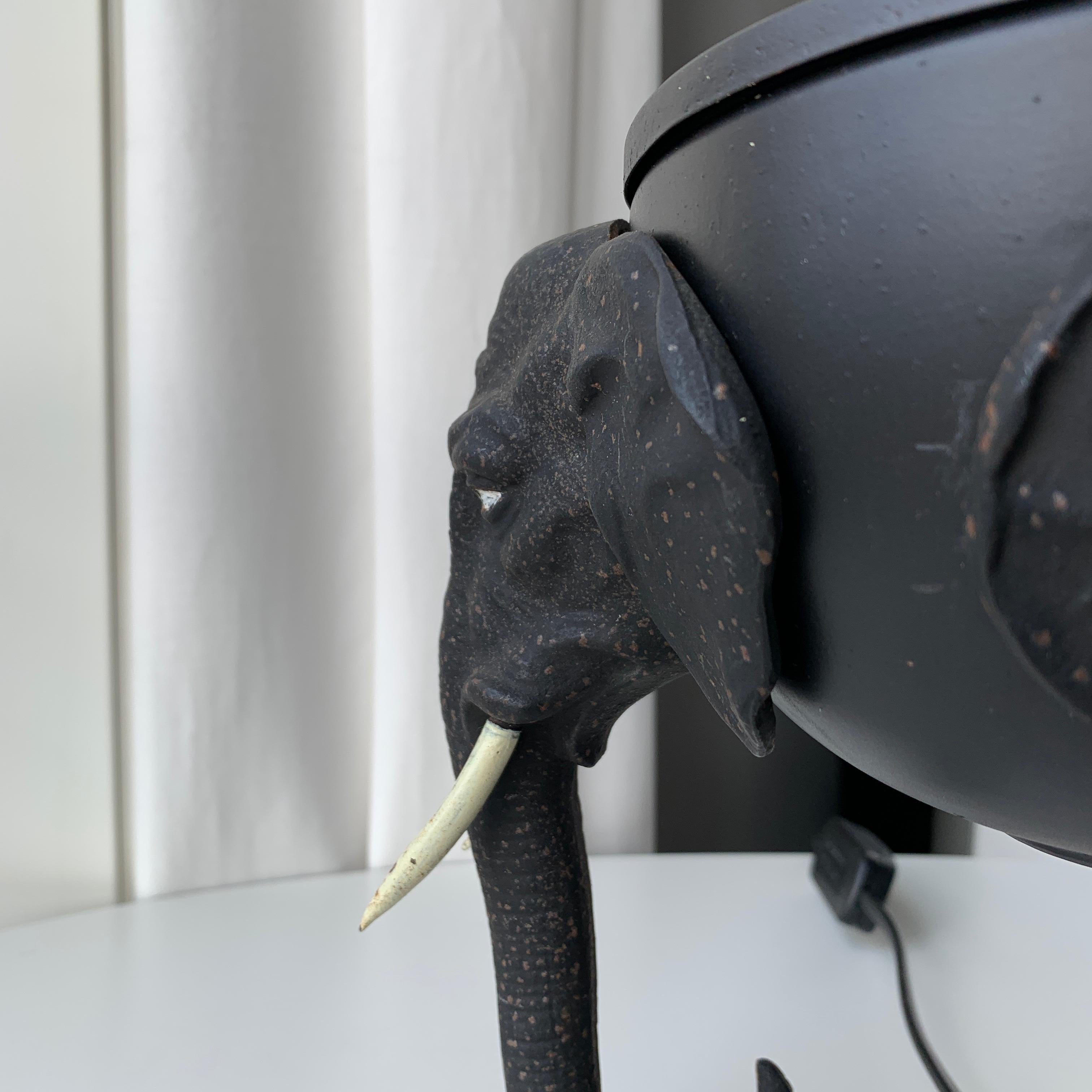 Danish Art Noveau Elephant Table Lamp with Opaline Glass For Sale