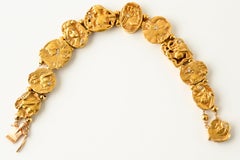 Art Noveau Figural Slide Bracelet 14k Yellow Gold & Diamond