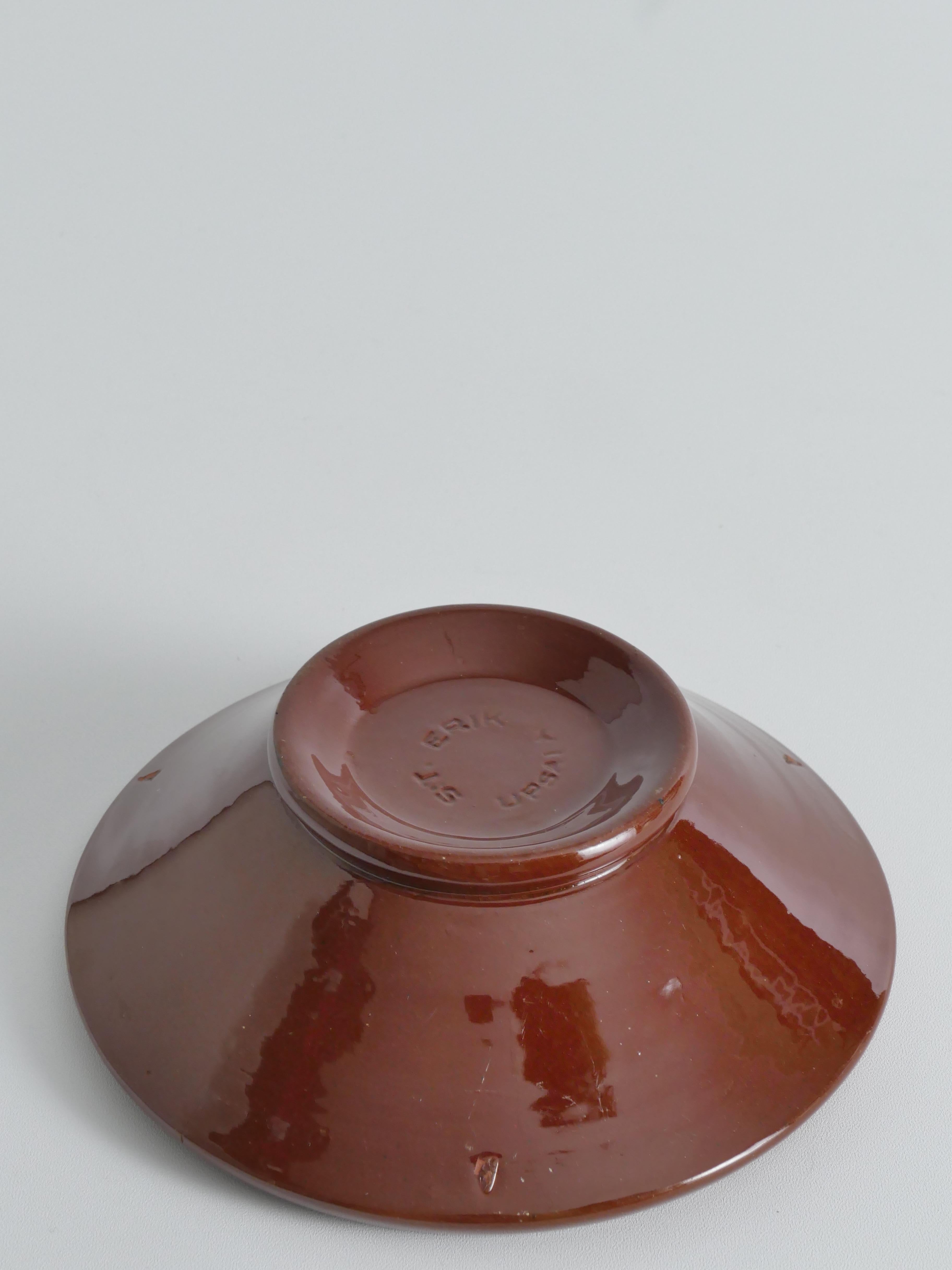 Earthenware Art Noveau Floral Motif Bowl by Agda Österberg, St. Erik Lervarufabriker, 1910s For Sale