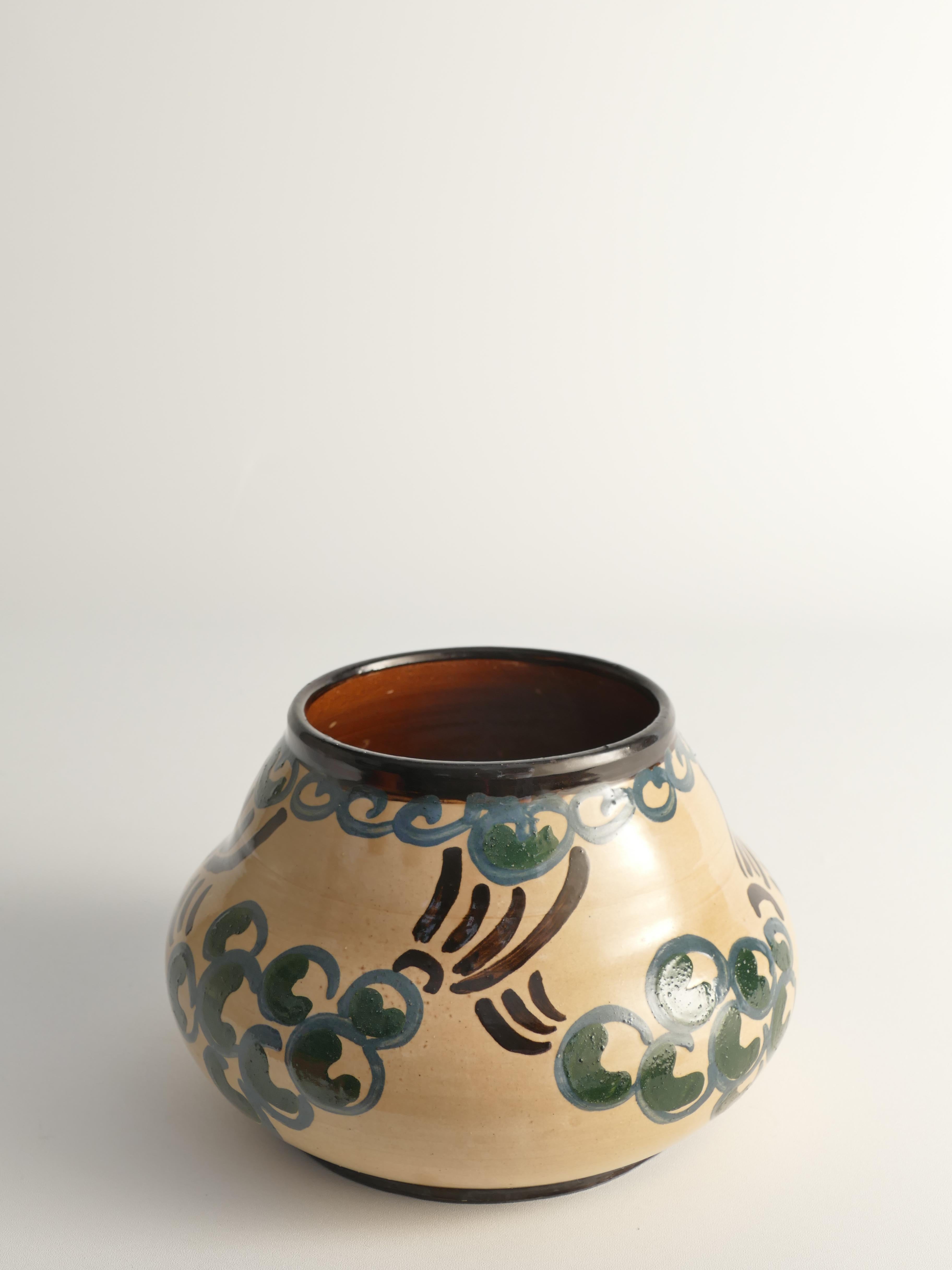 Art Noveau Floral Motif Vase by Agda Österberg, St. Erik Lervarufabriker, 1910s 6