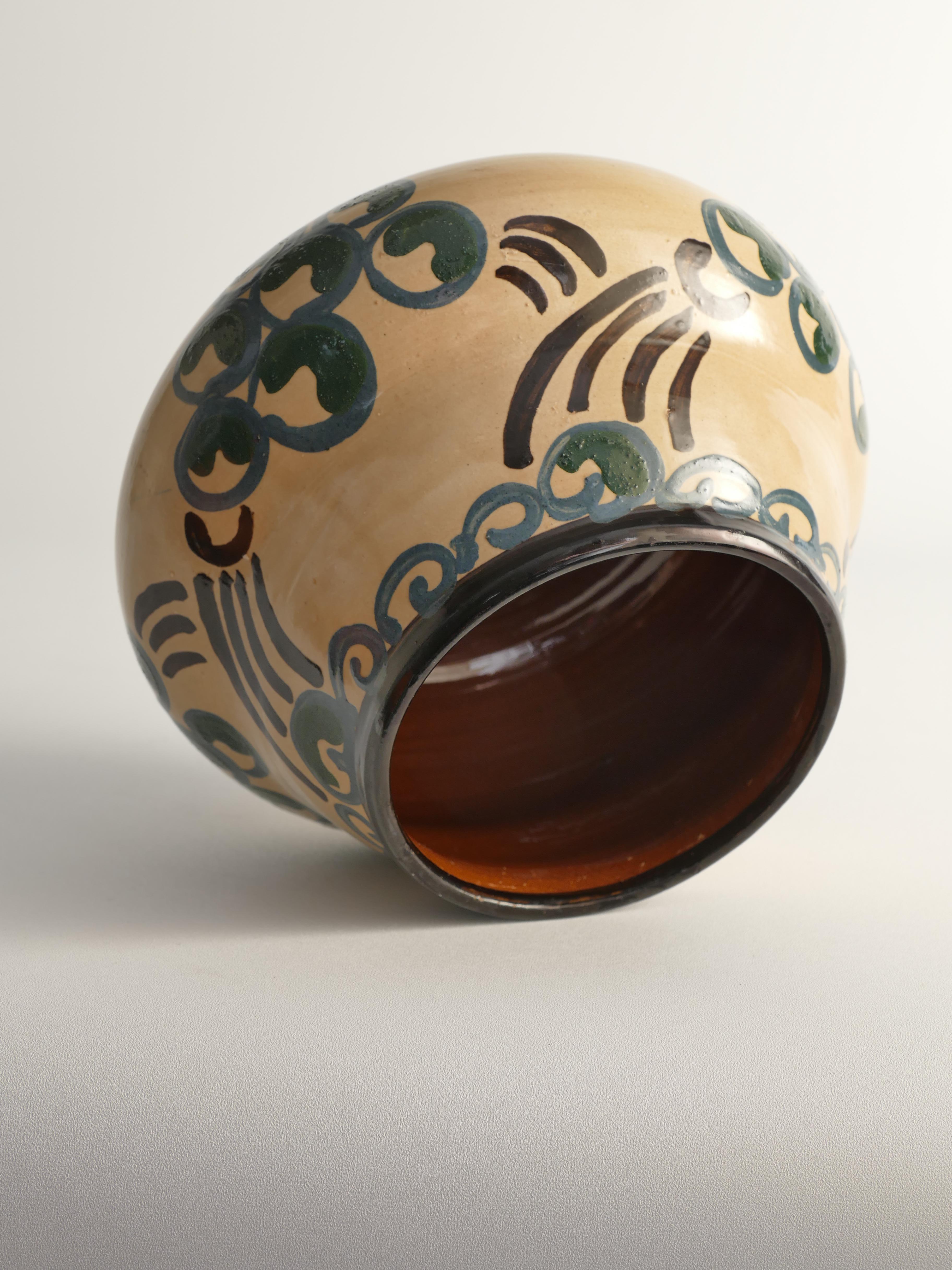 Art Noveau Floral Motif Vase by Agda Österberg, St. Erik Lervarufabriker, 1910s 8