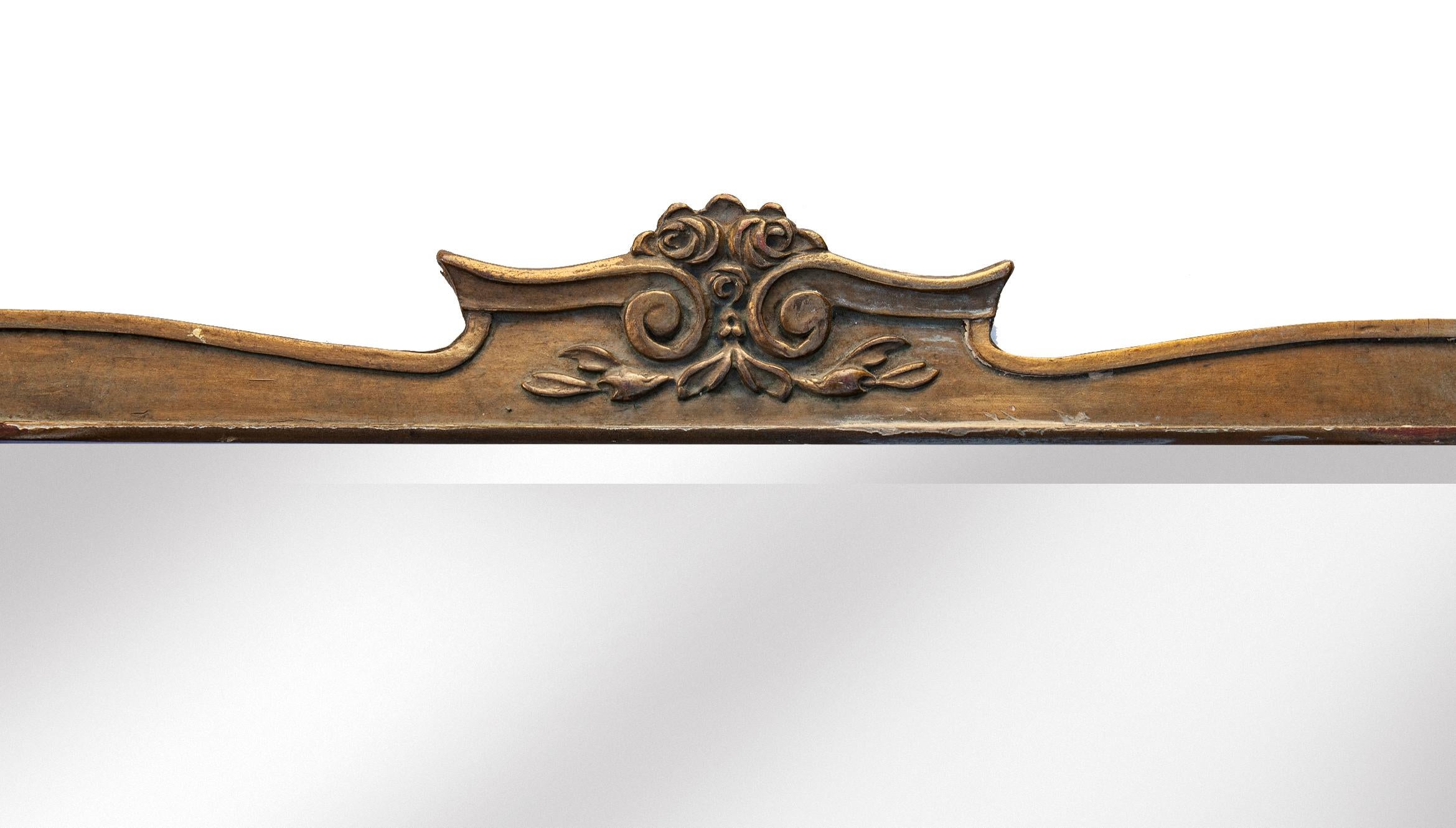 Art Noveau gold frame with gilt edge surrounding the decorative crown, trim & corners. Rare original design.