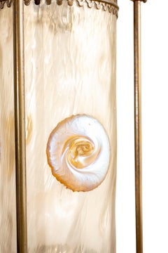 Hanging lamp with Loetz glass Nautilus decoration ca. 1902