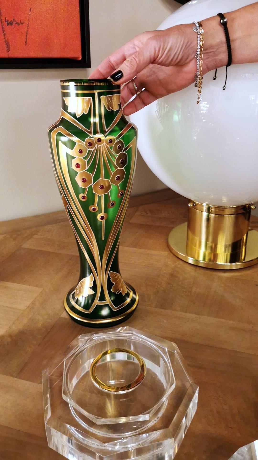 Jugendstil Legras & Cie Paar  Französische Vasen mundgeblasen und mit Gold verziert EnameL im Angebot 8