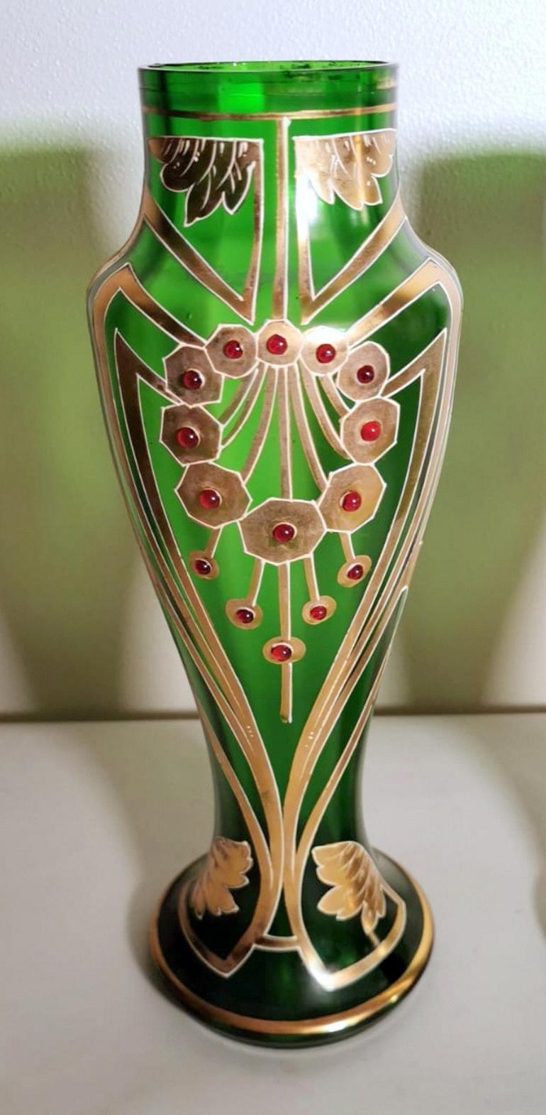 Jugendstil Legras & Cie Paar  Französische Vasen mundgeblasen und mit Gold verziert EnameL (Handbemalt) im Angebot