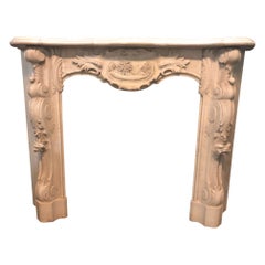 Art Noveau Mantel Fireplace in White Carrara Marble, Early 1900s, Italy