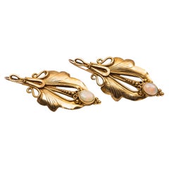 Boucles d'oreilles Art Noveau Opale Or Jaune 18k