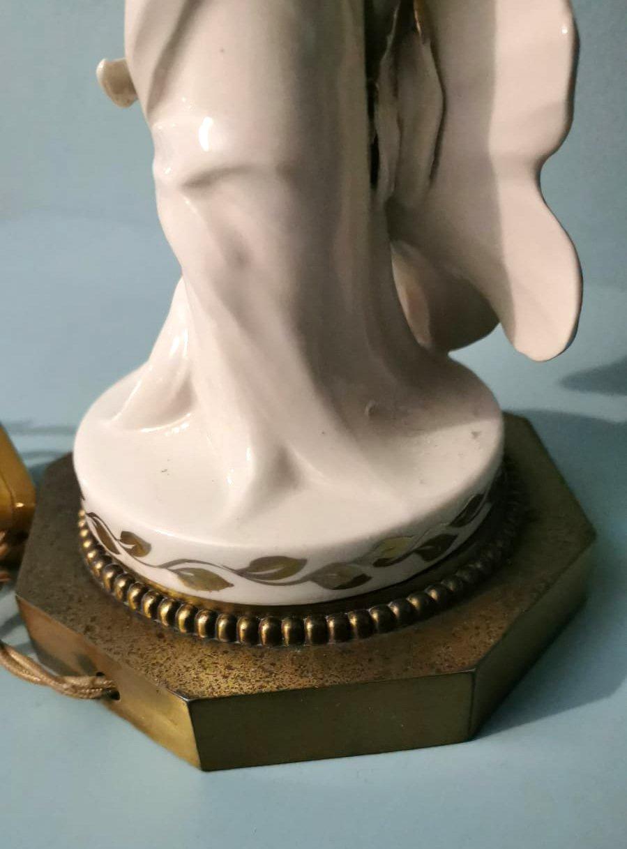 Paire de lampes françaises en porcelaine couleur ivoire et or pur Art Noveau en vente 10