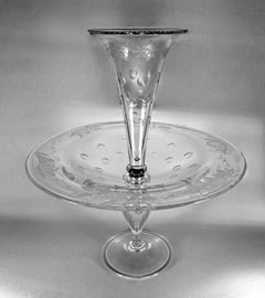 Art Noveau Style Huge Crystal Fruit Bowl and Planter Table Centerpiece