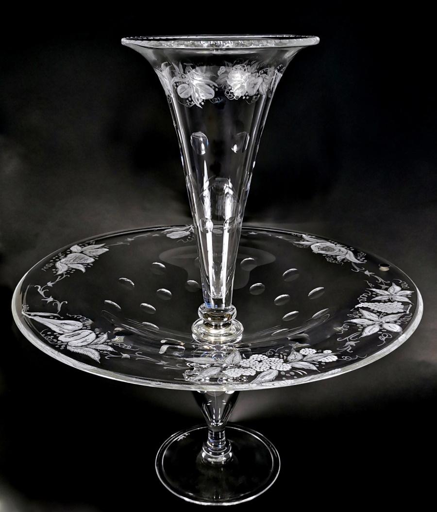 Art Nouveau Art Noveau Style Huge Crystal Fruit Bowl and Planter Table Centerpiece For Sale