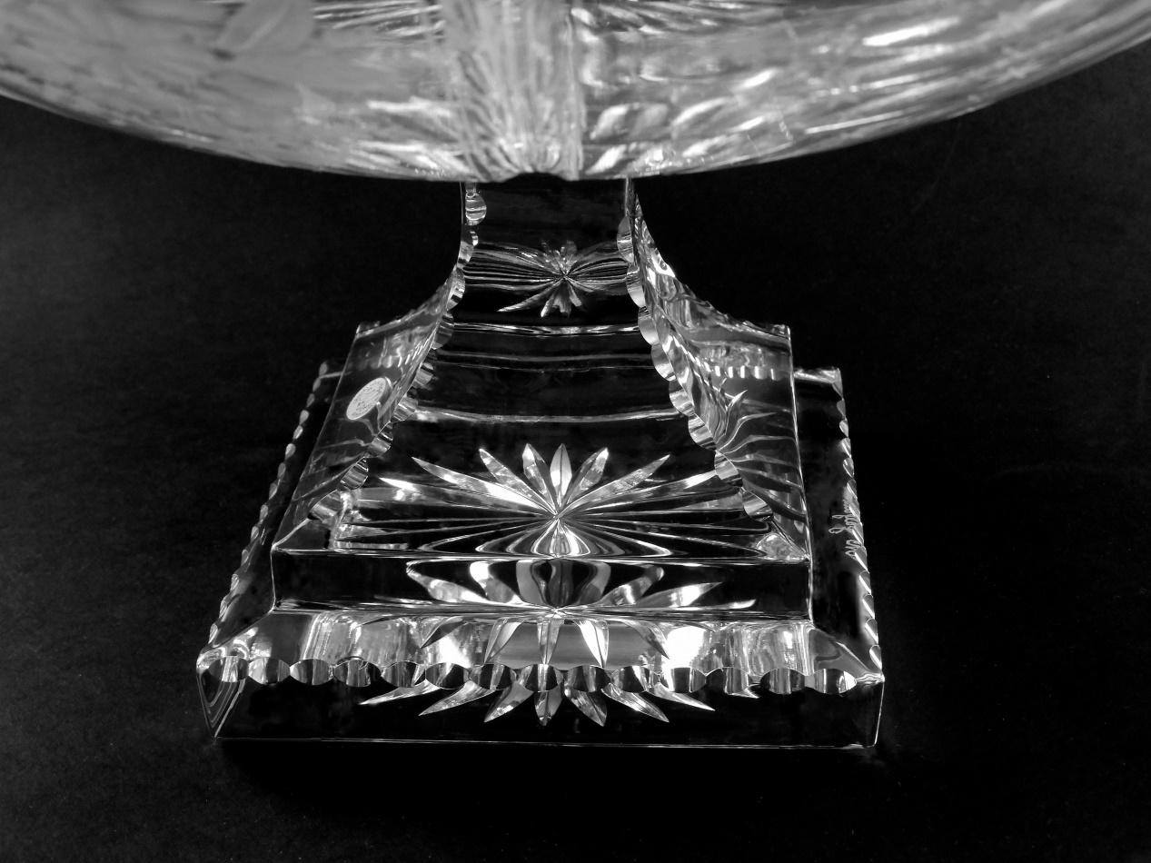 Art Noveau Style Italian Ground Crystal Cup With Square Base For Sale 9