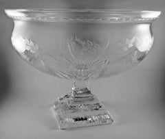 Art Nouveau Style Italian Ground Crystal Cup With Square Base