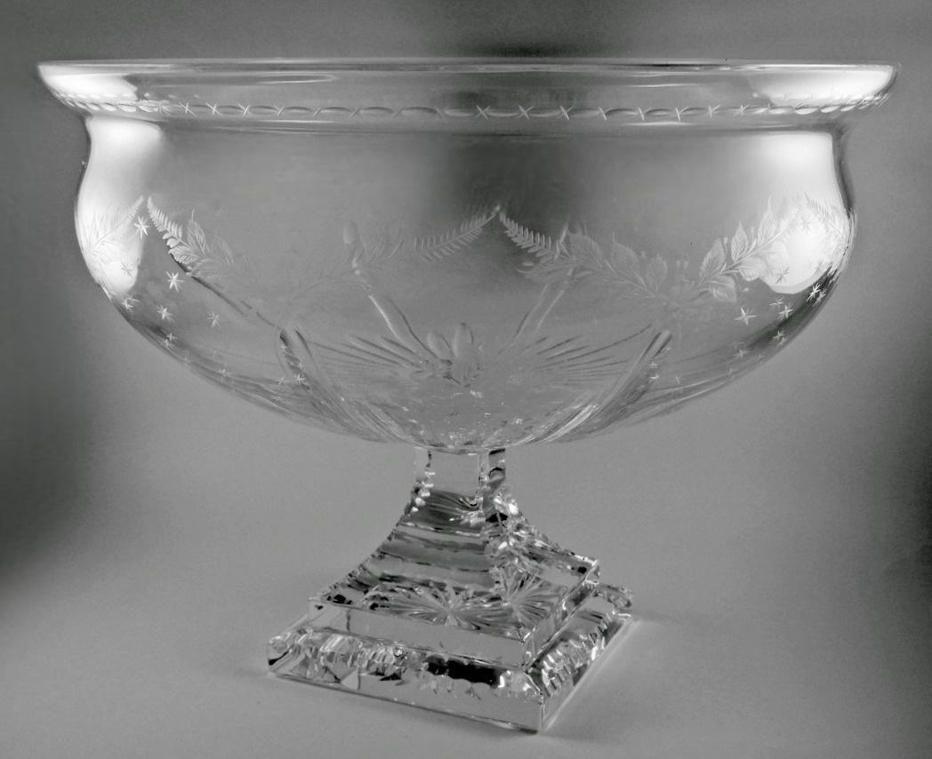 Art Nouveau Art Noveau Style Italian Ground Crystal Cup With Square Base For Sale