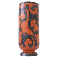 Art Noveau Vase in Ceramics, Brown and Black