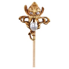 Art Novueau Gargoyle Stickpin of 14k Gold