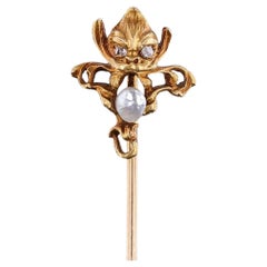 Art Novueau Gargoyle Stickpin of 14k Gold