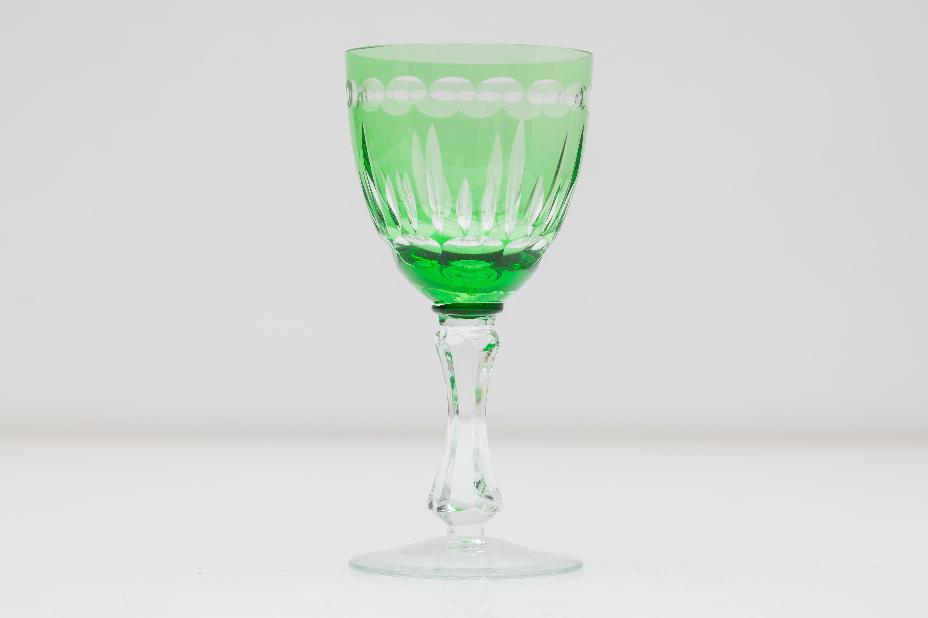 green crystal wine glasses