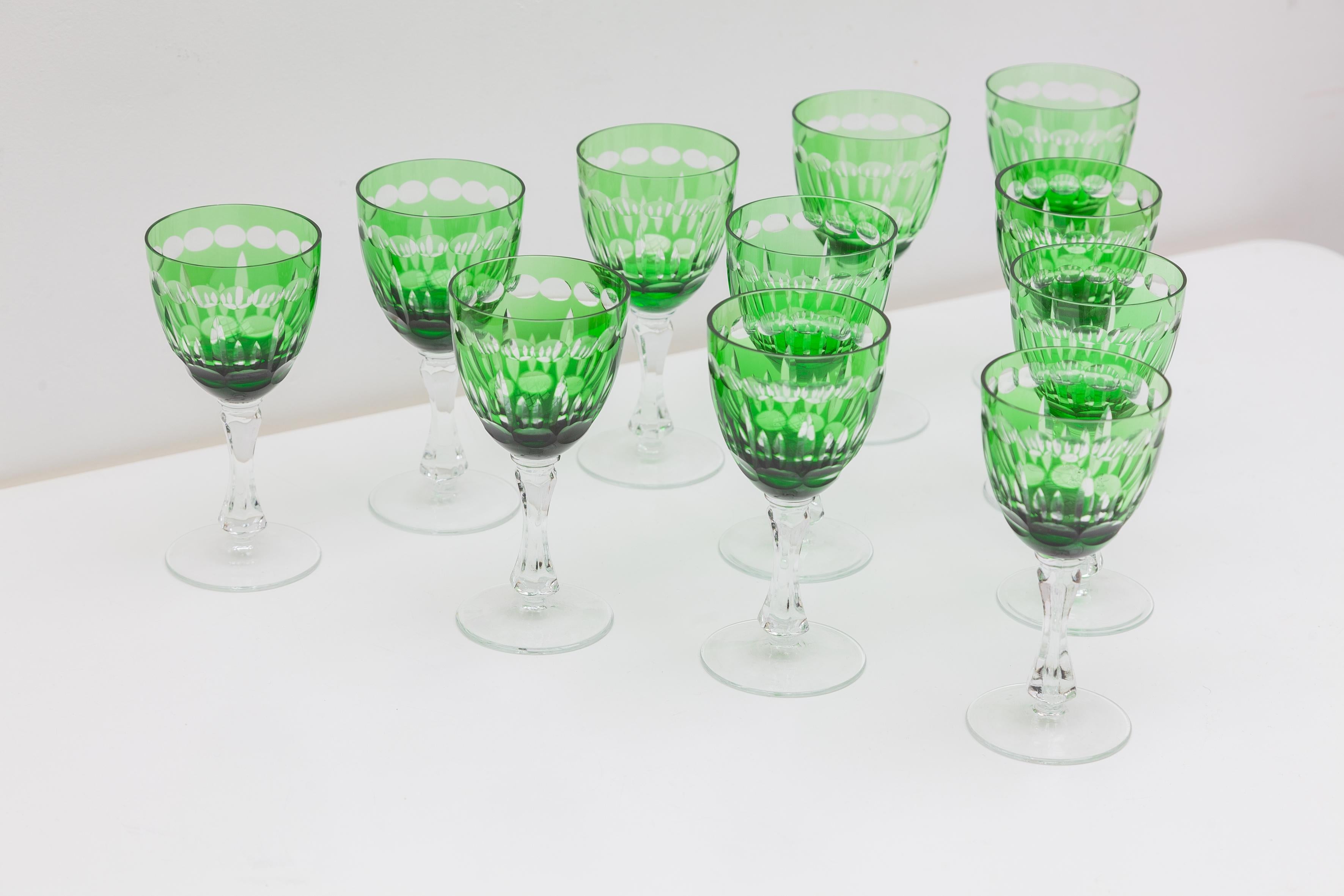 green crystal glasses