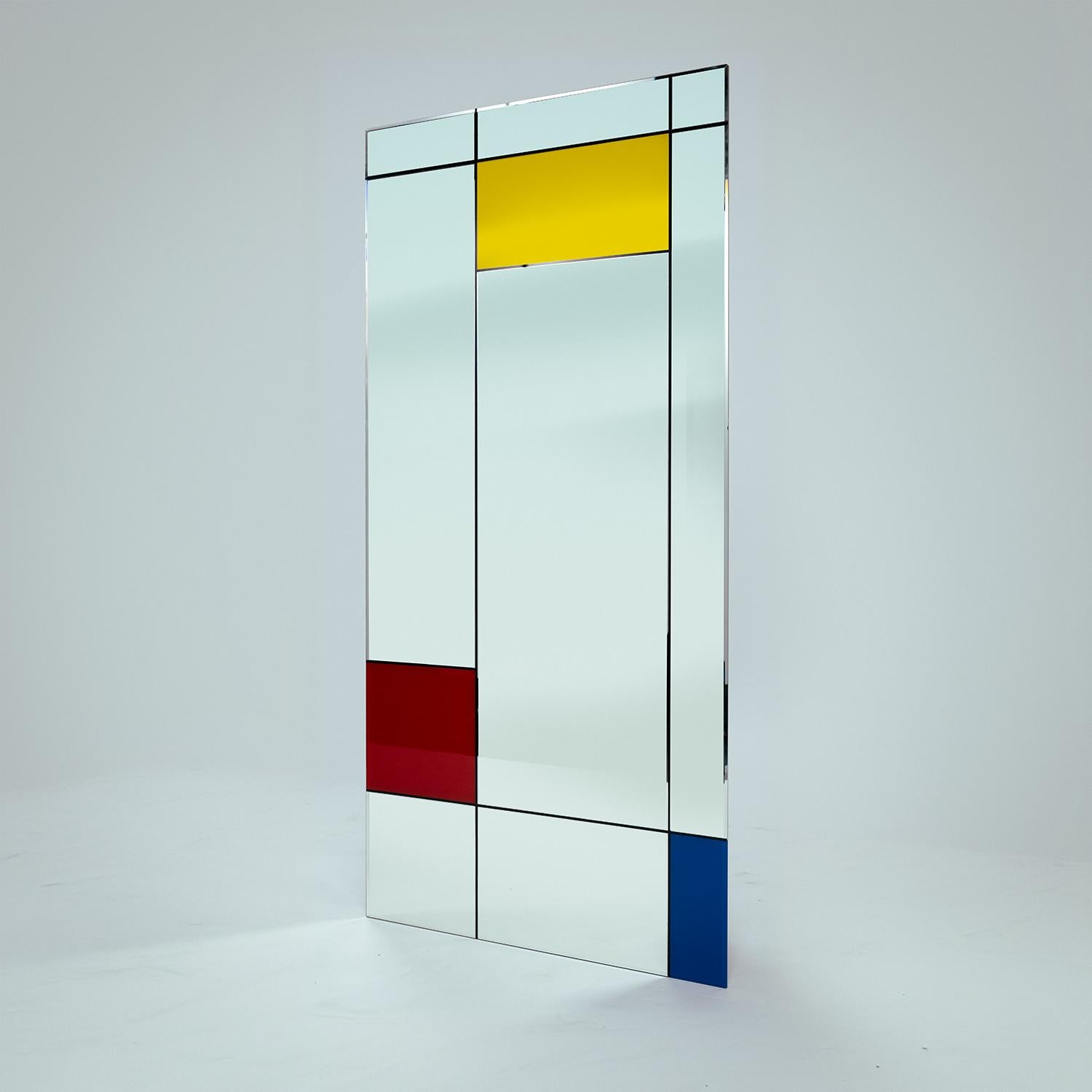 Postmoderno Specchio da parete quadrato Art Piet Mondriaan di Rimadesio  Italia, anni '80 in vendita