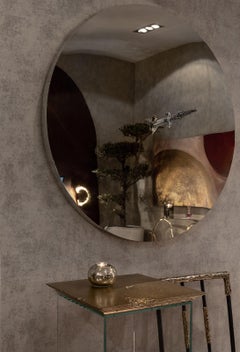 Art Pirate Mirror in Polished Inox, Fine Silver, Precious Stones and Diamonds