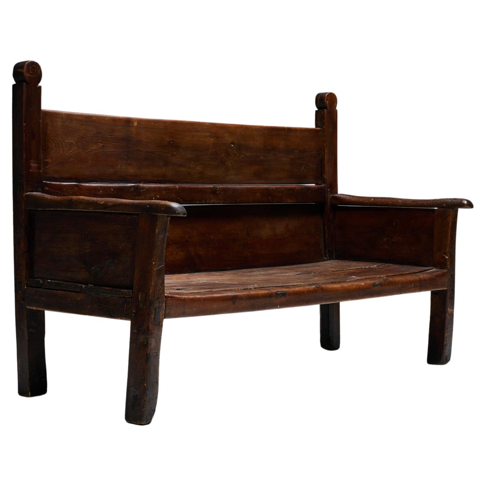 Art Populaire Bench, France, 19th Century For Sale