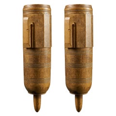 Antique Art Populaire, Pair of Handmade Wooden Remouleurs Handles, 19th Century