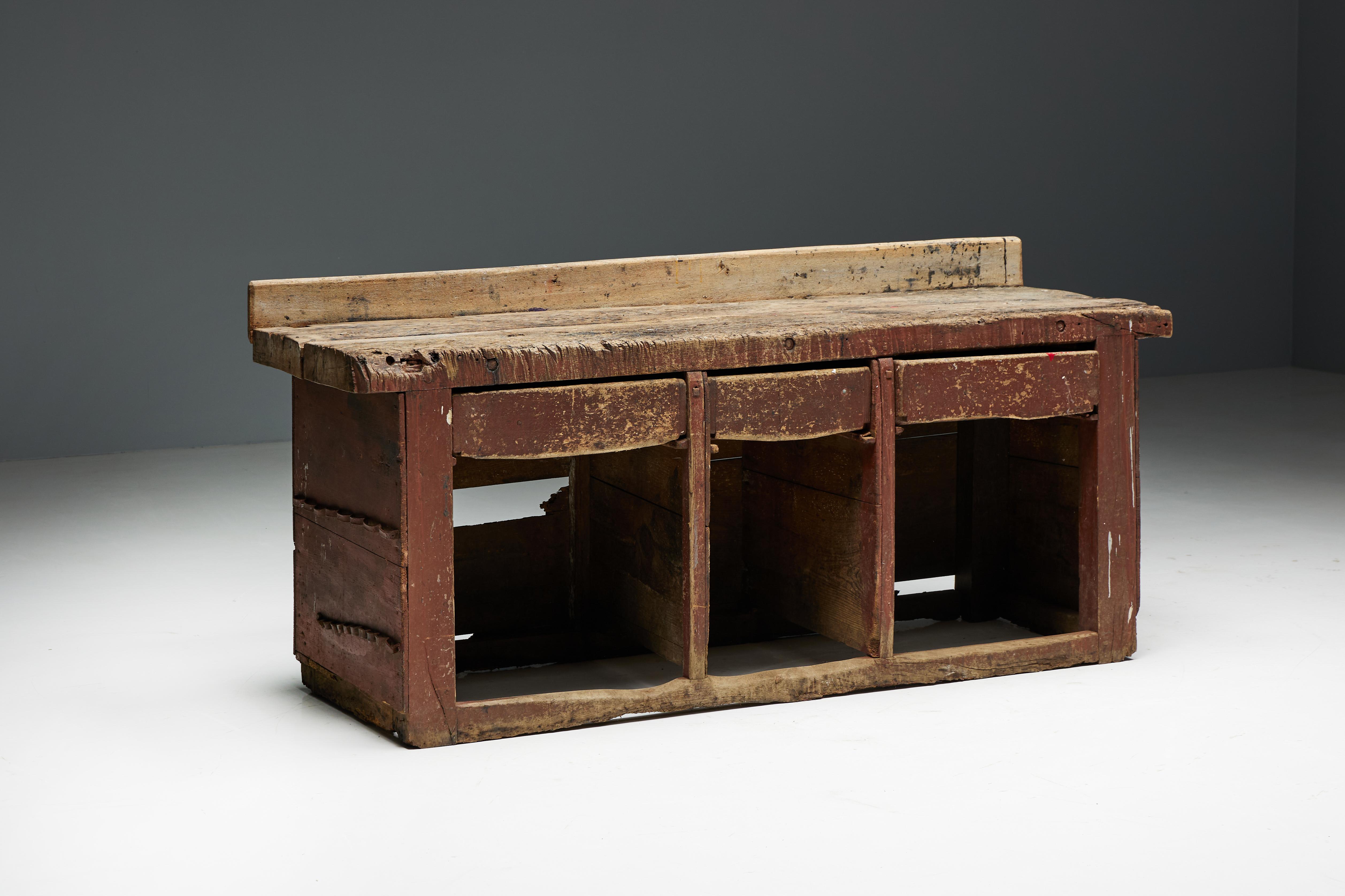 Folk Art Art Populaire Workbench or Counter, France, 19th Century For Sale