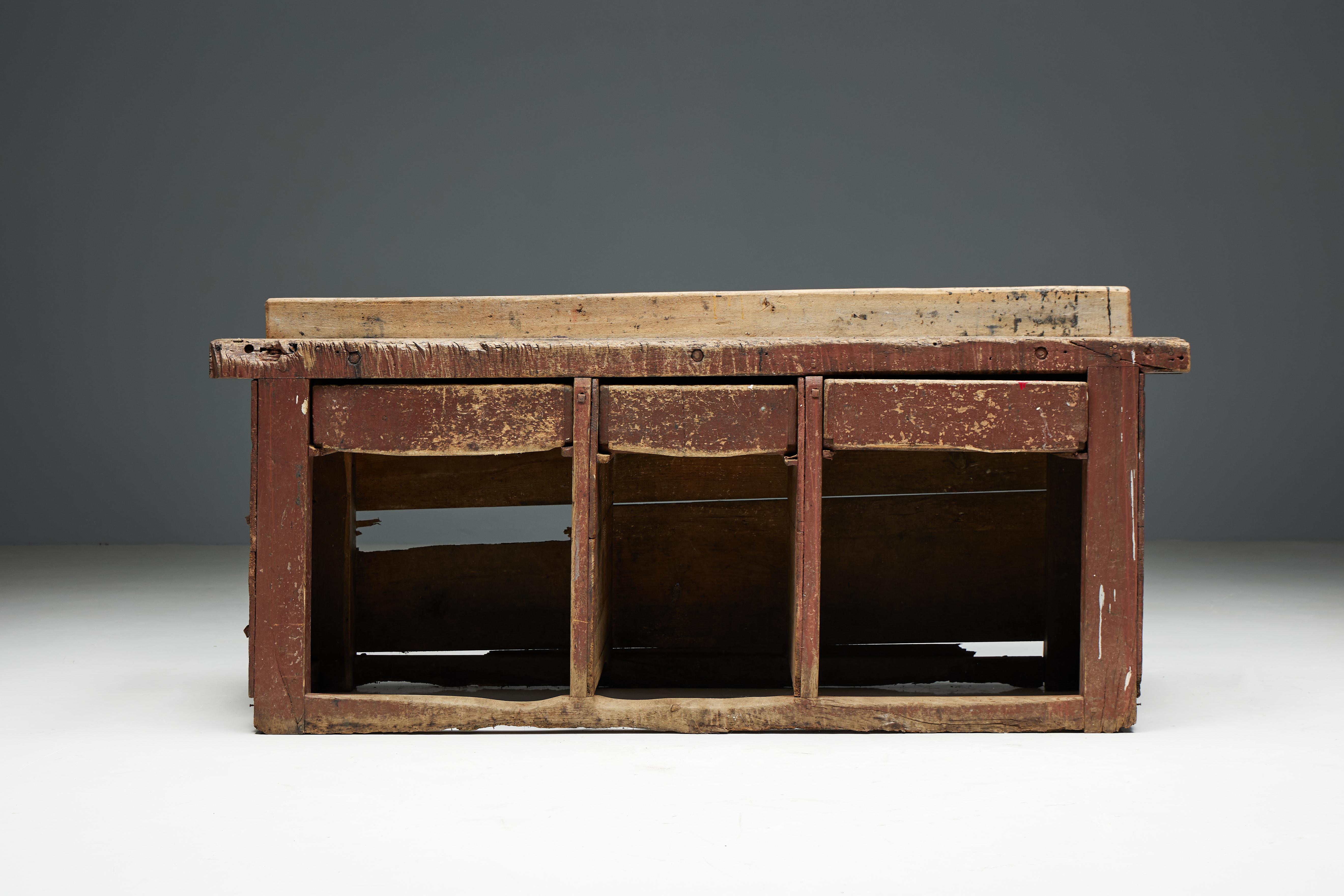 Art Populaire Workbench or Counter, France, 19th Century For Sale 1