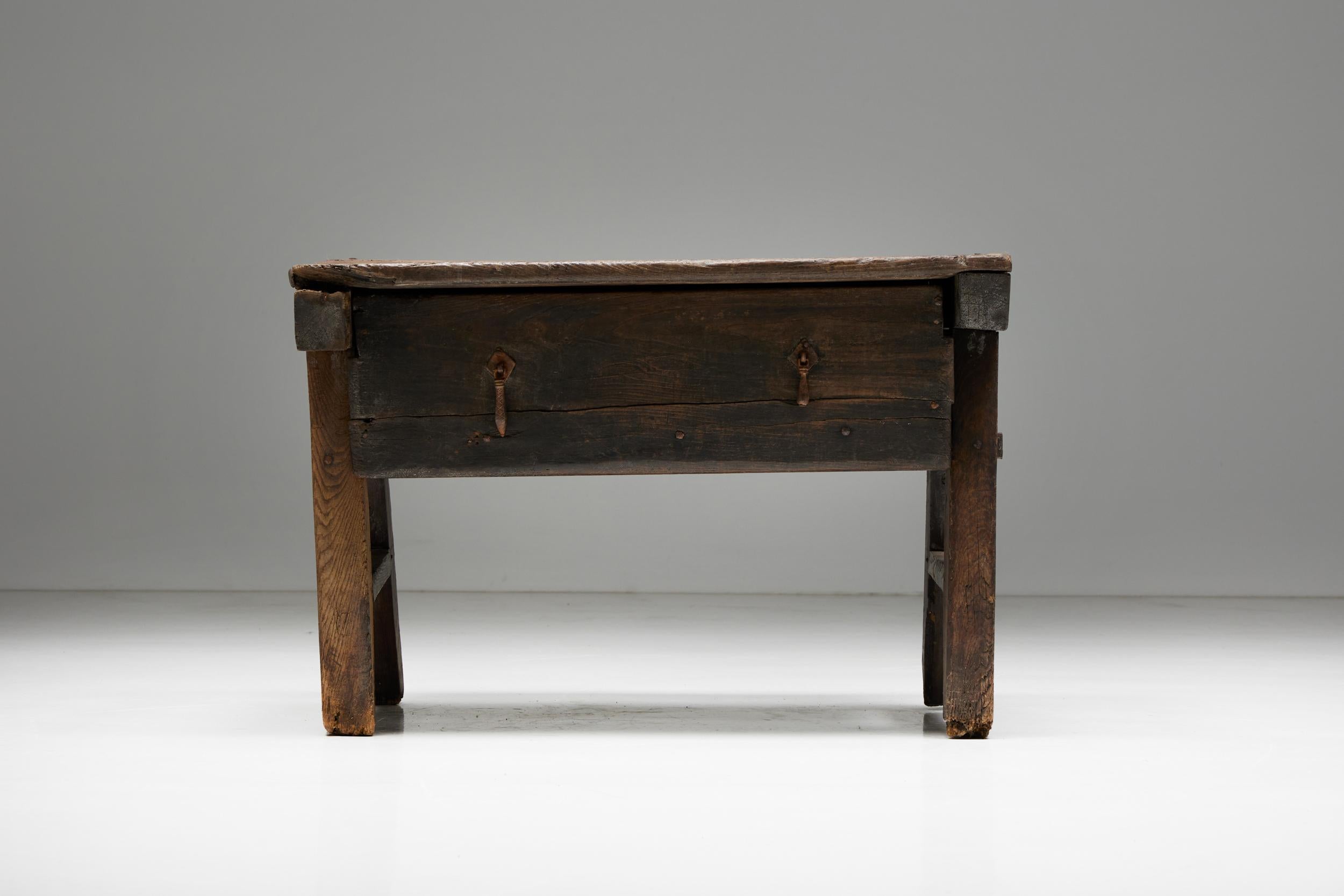 Rustic Art Populaire Writing Table, France, 19th Century For Sale