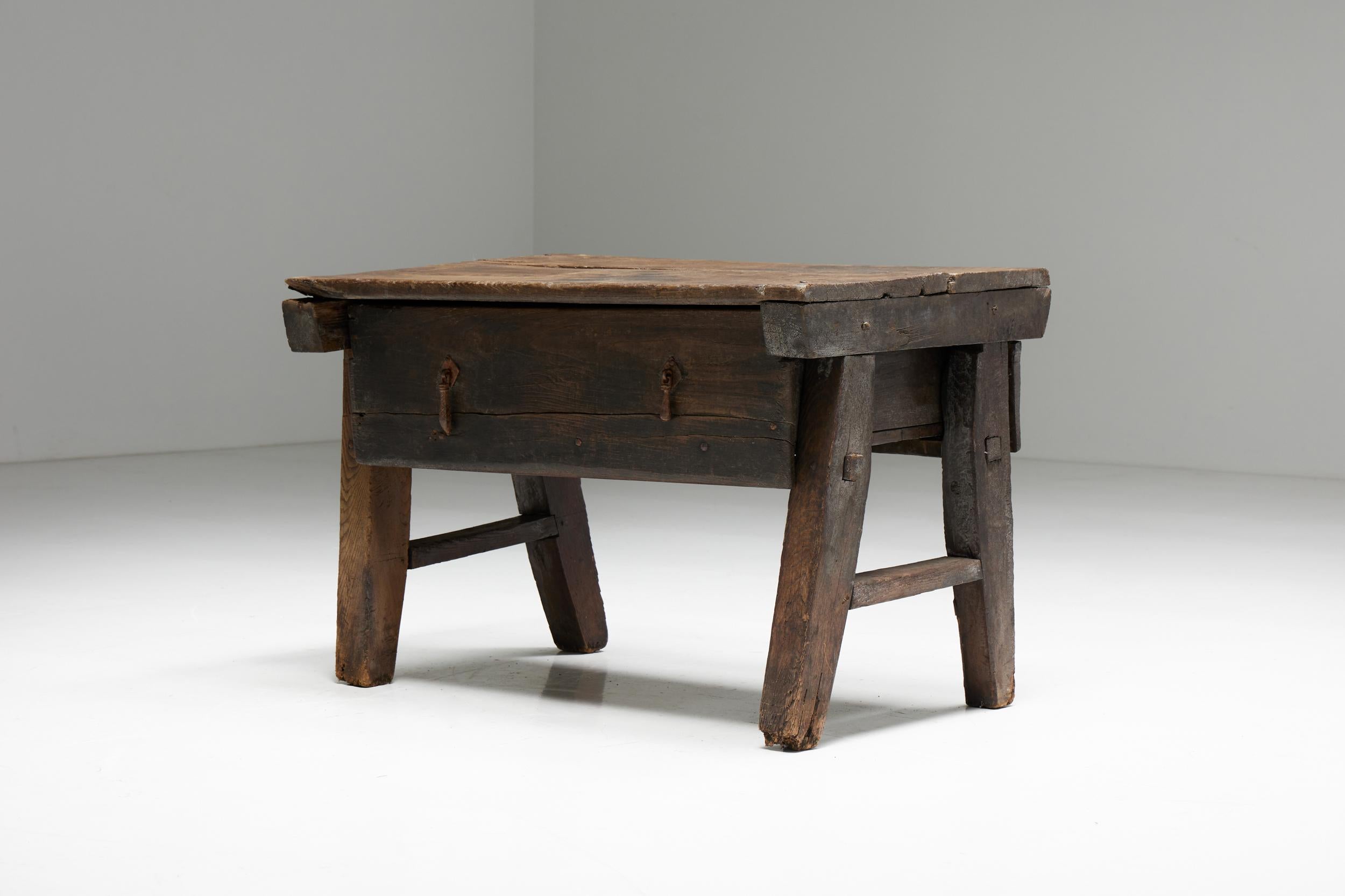 French Art Populaire Writing Table, France, 19th Century For Sale