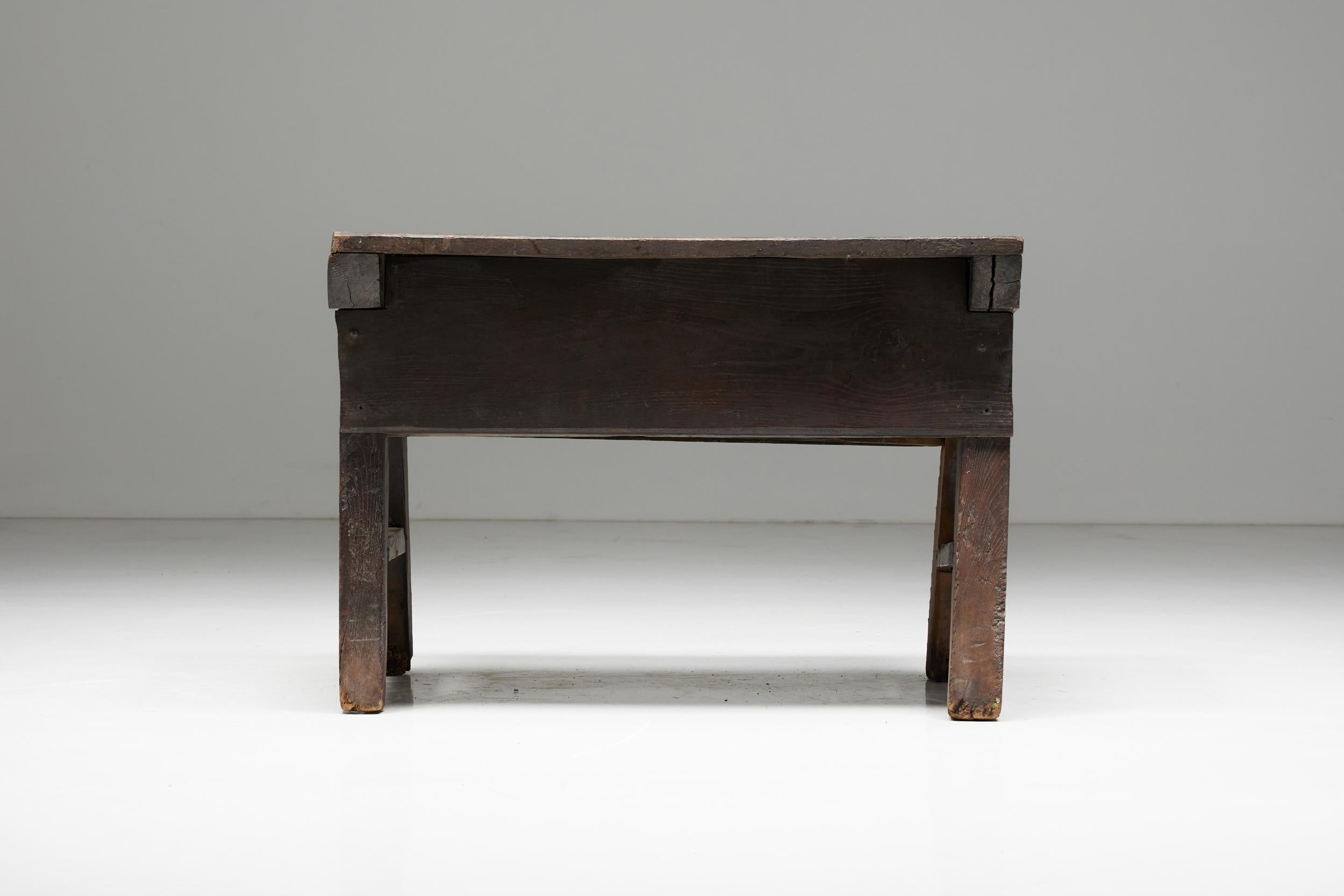 Wood Art Populaire Writing Table, France, 19th Century For Sale