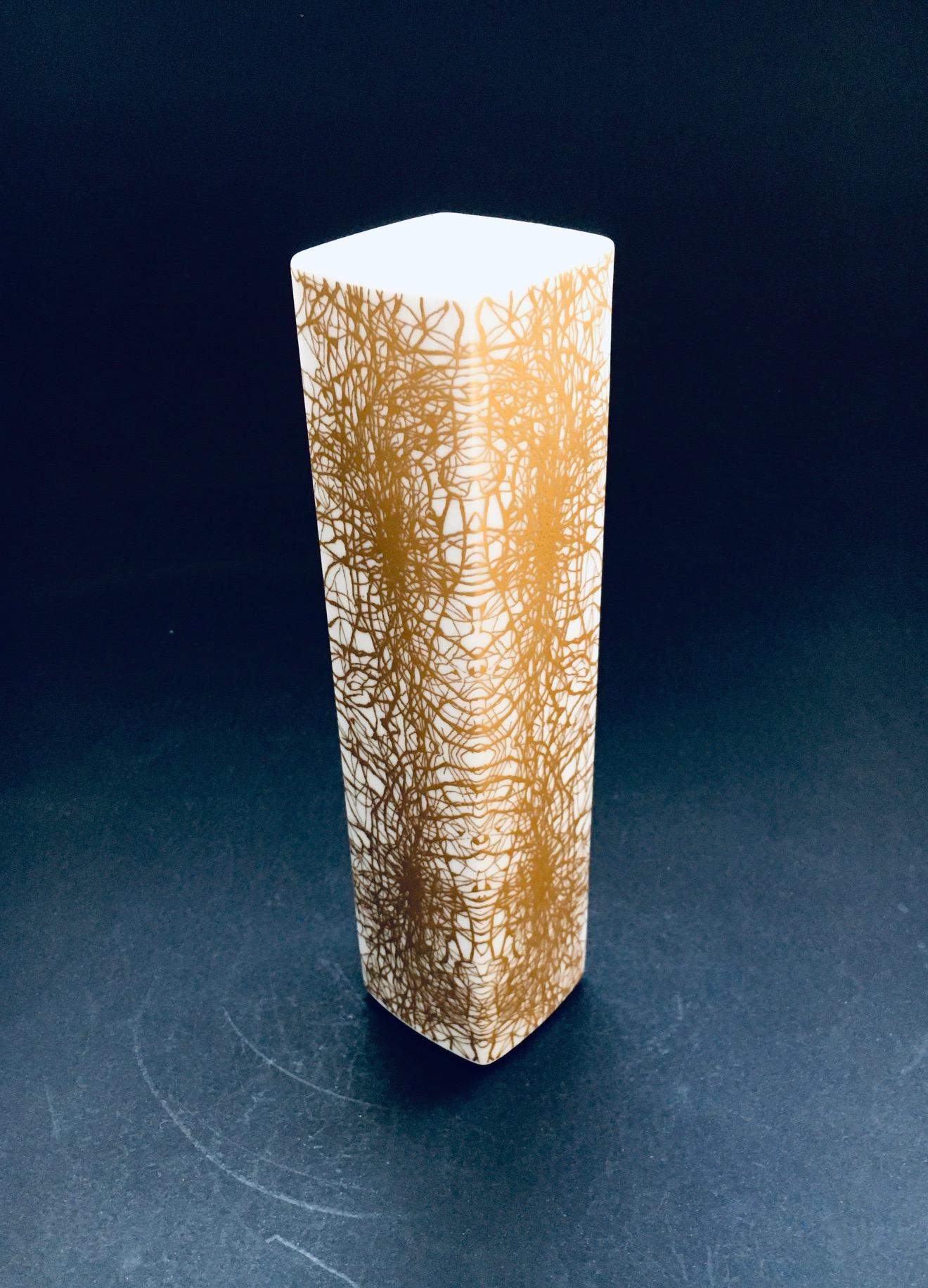 Modern Art Porcelain Abstract Gold Pattern Vase by Heinrich & Co Selb Bavaria, Germany  For Sale