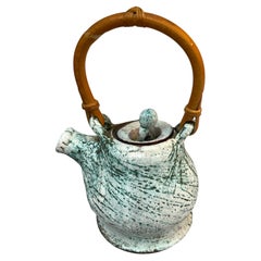 Art Pottery Bamboo Handled Tea Pot