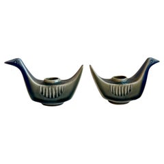 Art Pottery Bird Candle Holders by (Evelyn and) Jerome Ackerman for Jenev, 1953