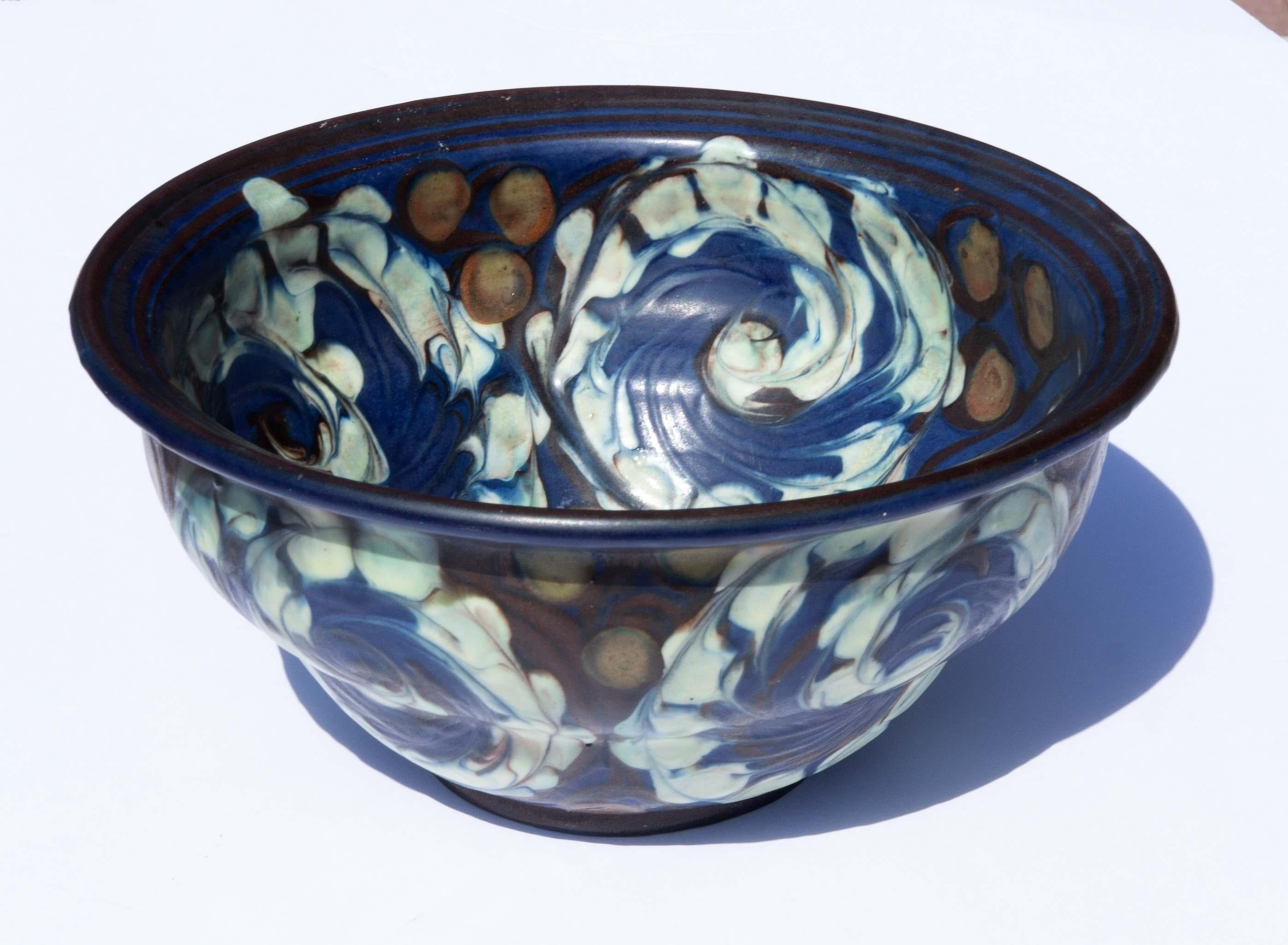 Danish Art Pottery Bowl by Herman Kähler, Denmark, Circa 1930's For Sale