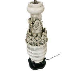 Art Pottery Ceremonial Monks with Dragon Table Lamp