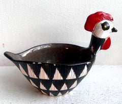 Art Pottery Figural Rooster Bowl, Italy, 1950's