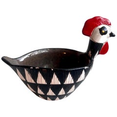 Art Pottery Figural Rooster Bowl, Italy, 1950's