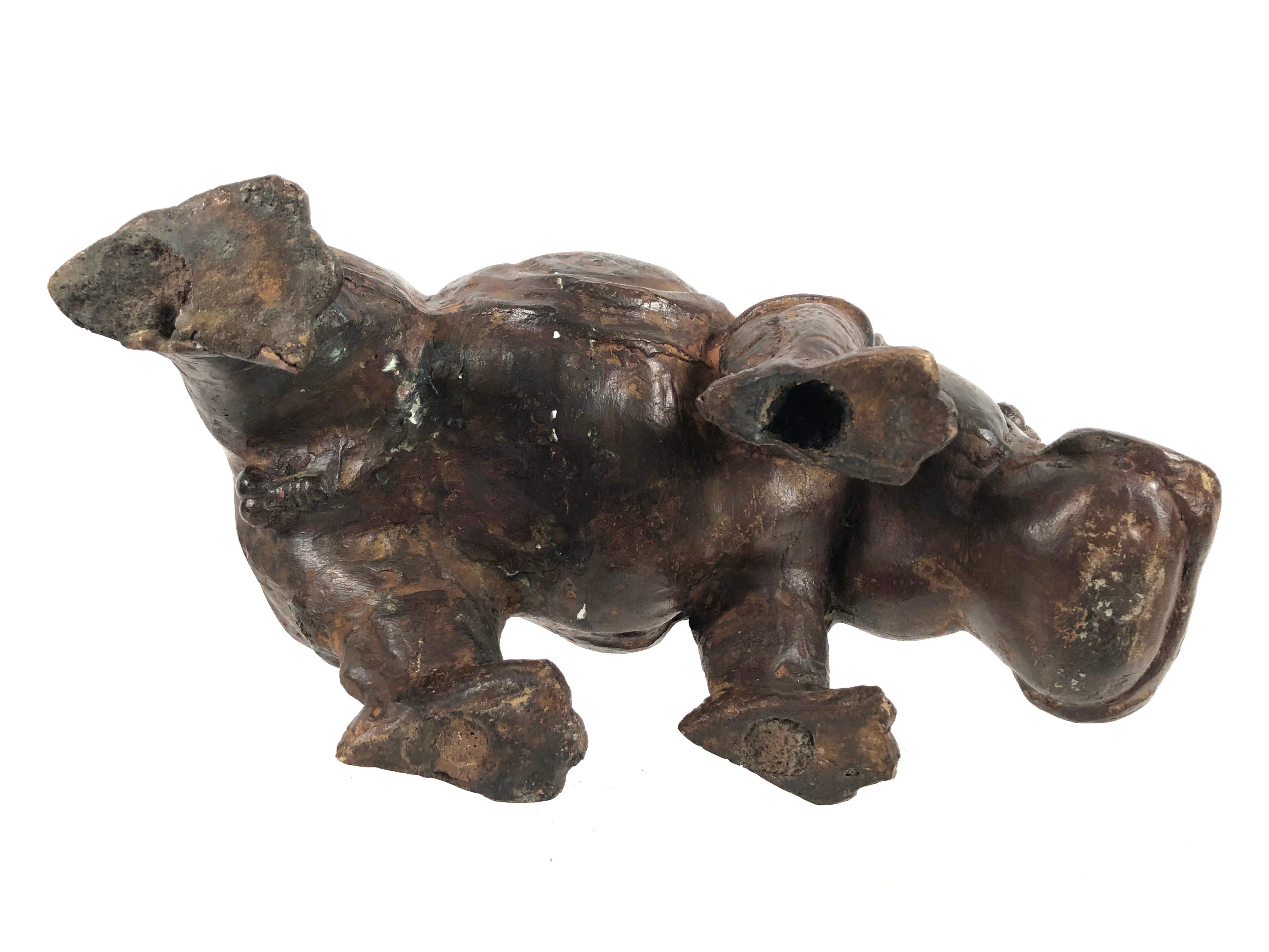 Art Pottery Hippopotamus Sculpture 3
