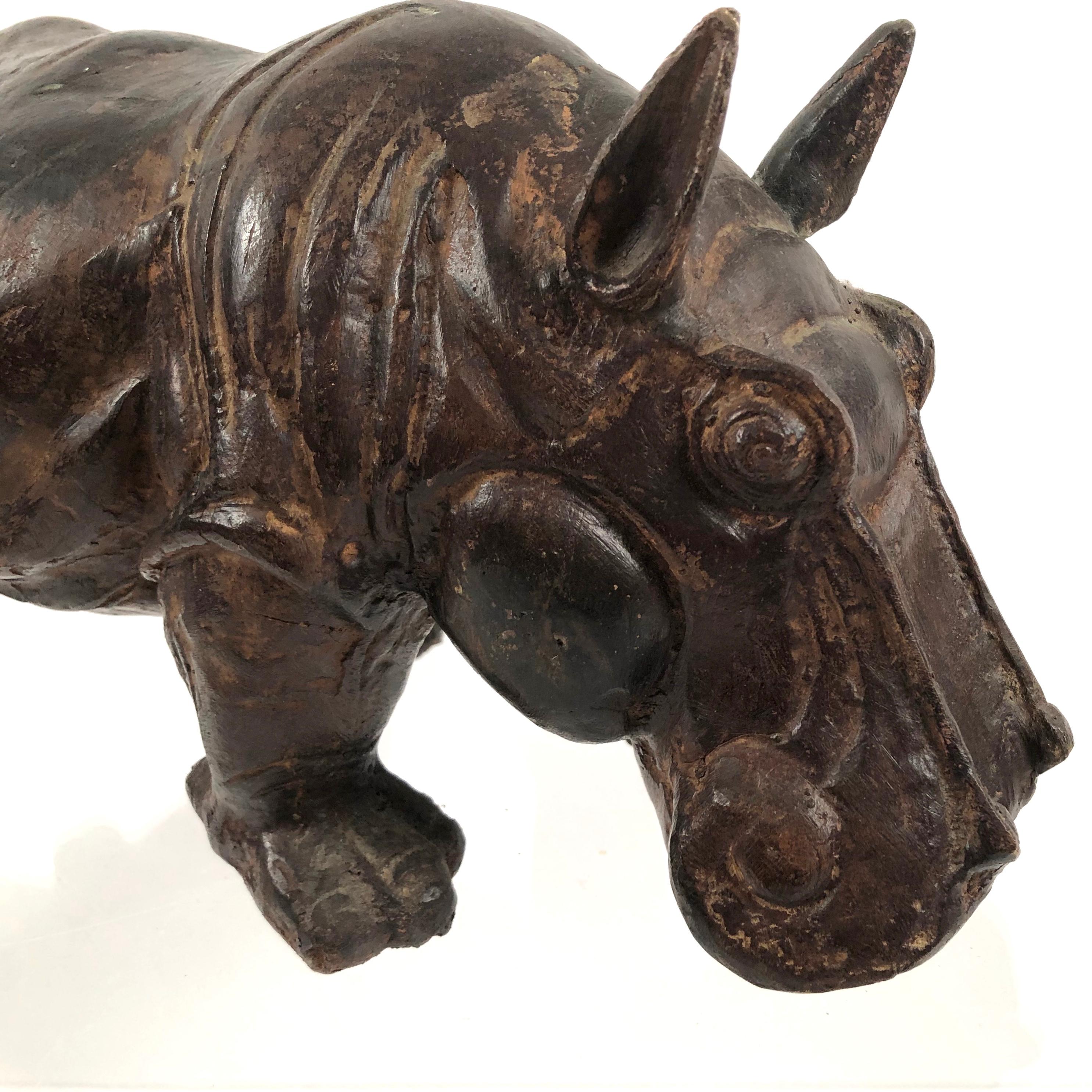 Mid-20th Century Art Pottery Hippopotamus Sculpture