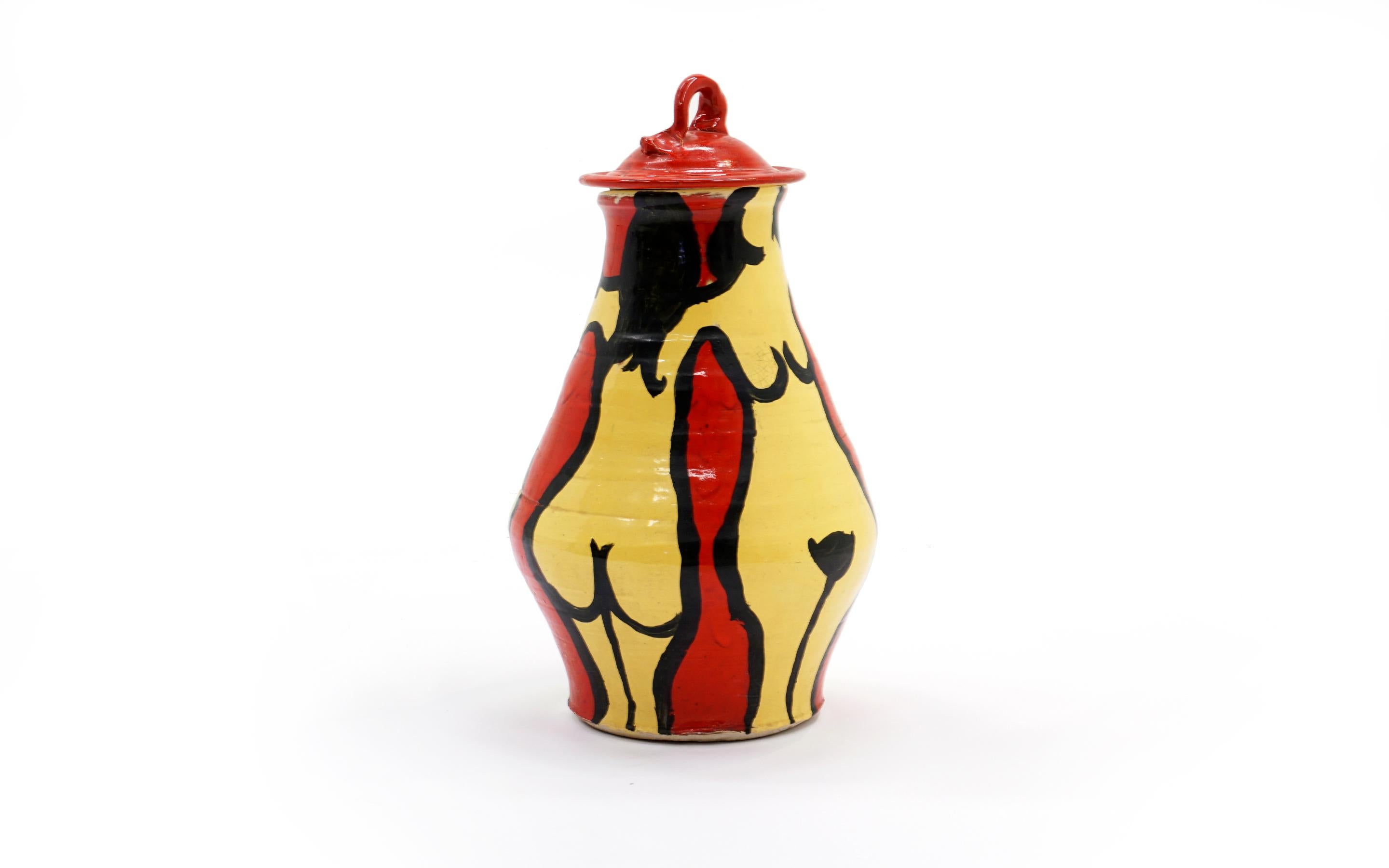 Américain Vase à couvercle en poterie d'art de Ken Ferguson, signé en vente