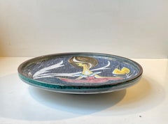 Art Pottery Sgrafitto Charger or Wall Plaque by Tilgmans Sweden, 1950s