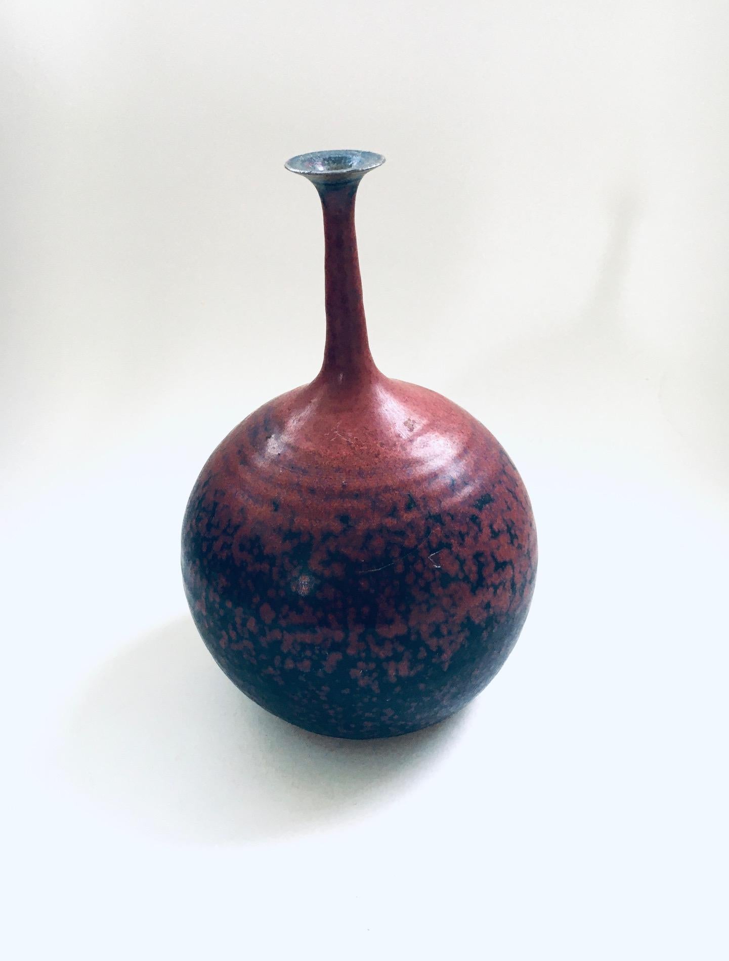 Dutch Art Pottery Studio Spout Vase by Gubbels Helden, Netherlands 1970's For Sale