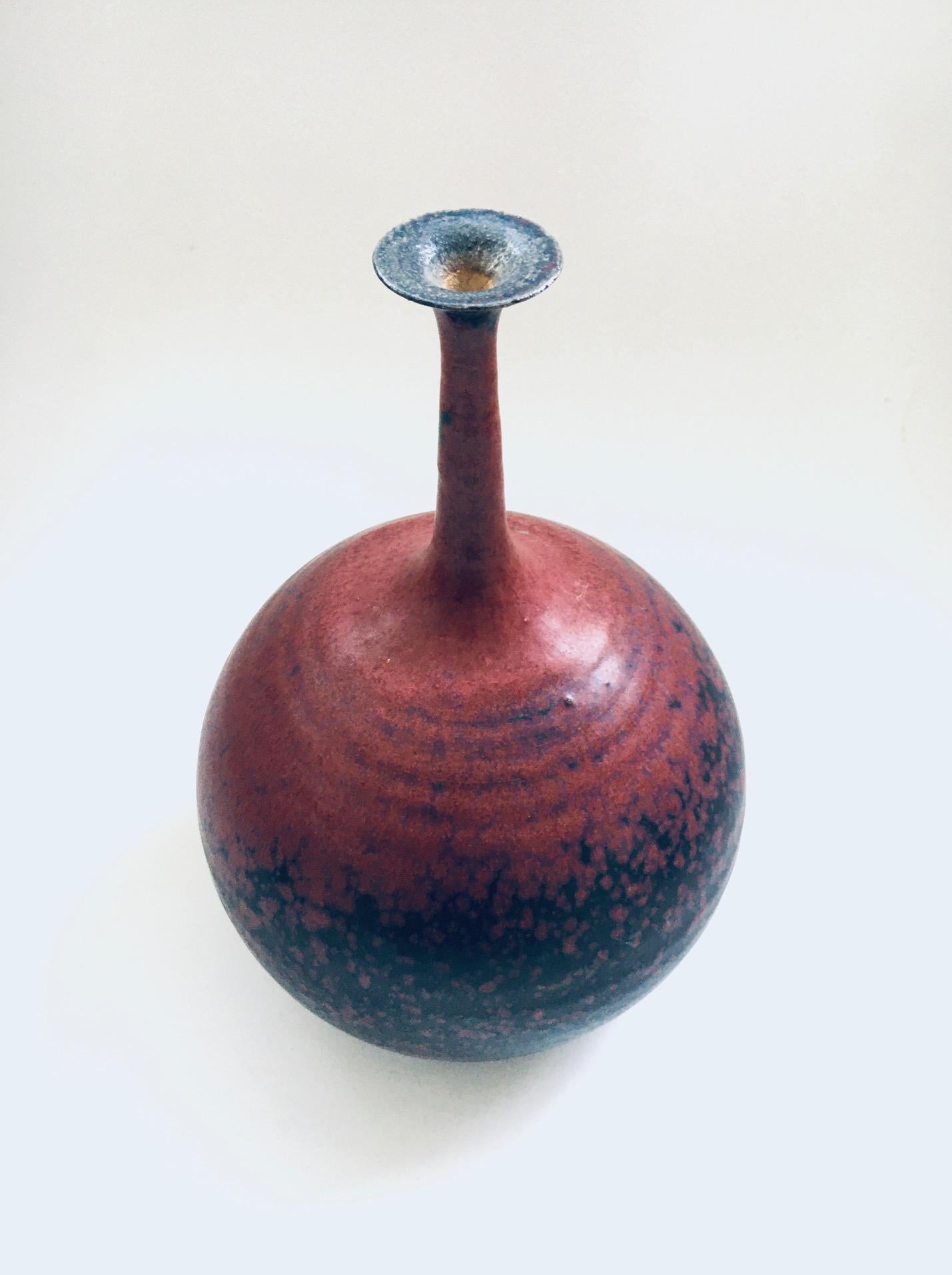 Late 20th Century Art Pottery Studio Spout Vase by Gubbels Helden, Netherlands 1970's For Sale