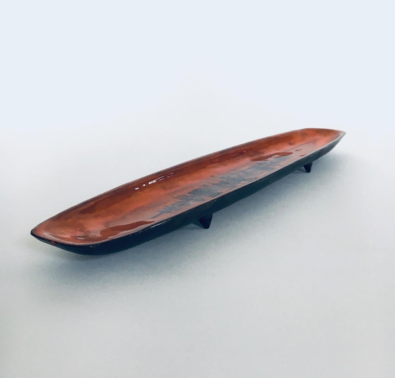 Art Pottery Studio Surfboard Dish by Sanchez for Perignem Studios, Belgium 1960s For Sale 1