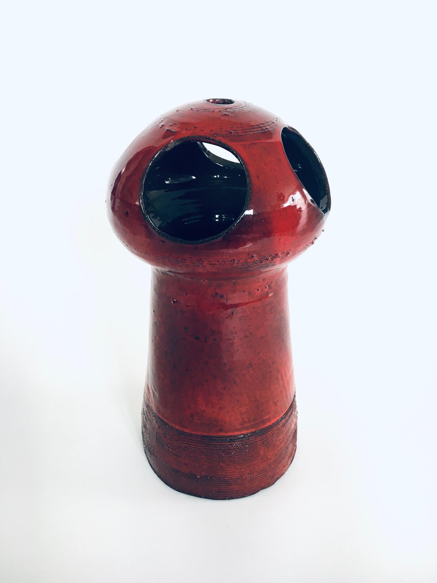 Brutalist Art Pottery Studio Tower Vase by Emiel Laskaris for Perignem Studios, 1960's For Sale