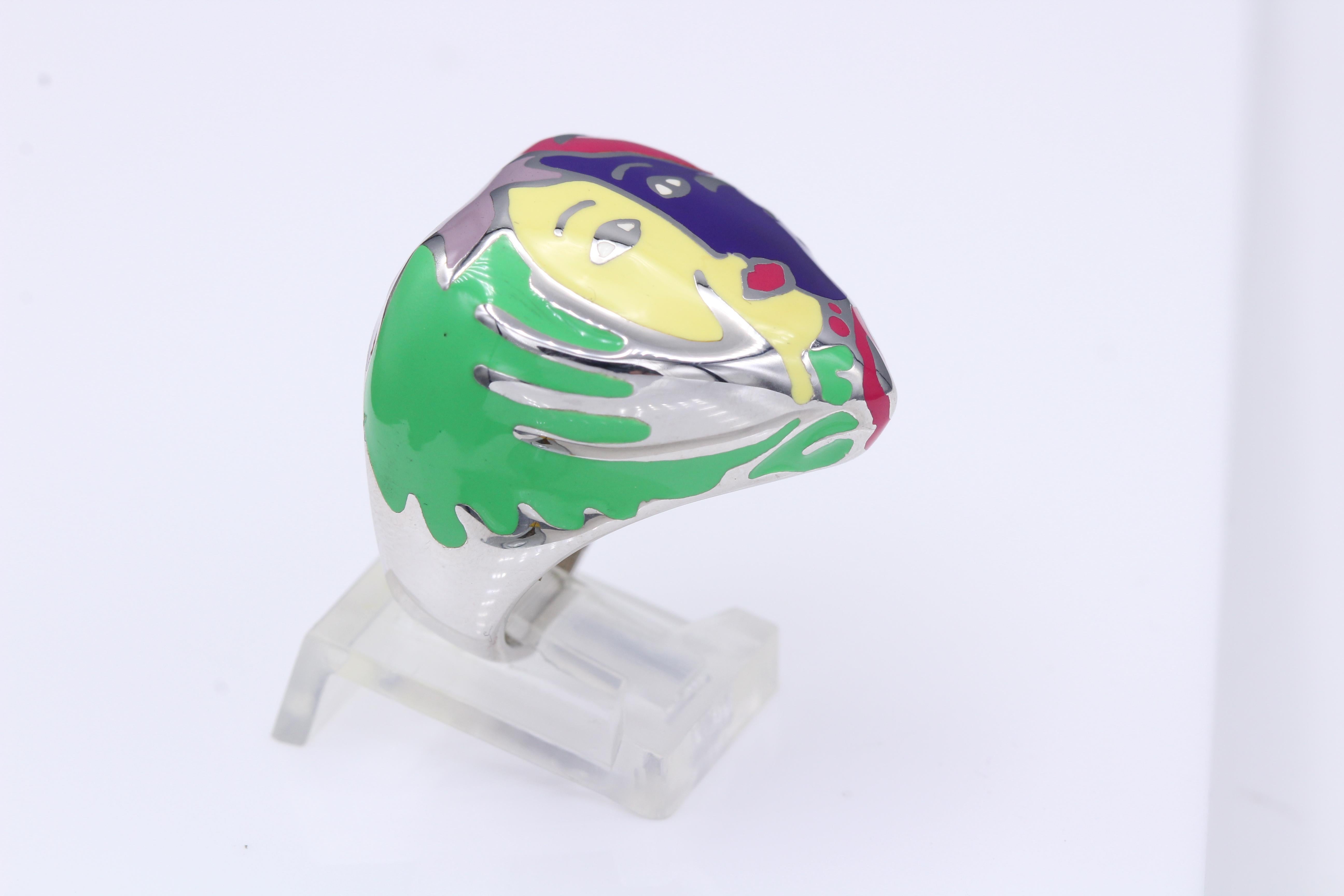 Anillo Artístico Plata de Ley famoso artista Chagall Anillo Artístico Inspirado en Esmalte en venta 6