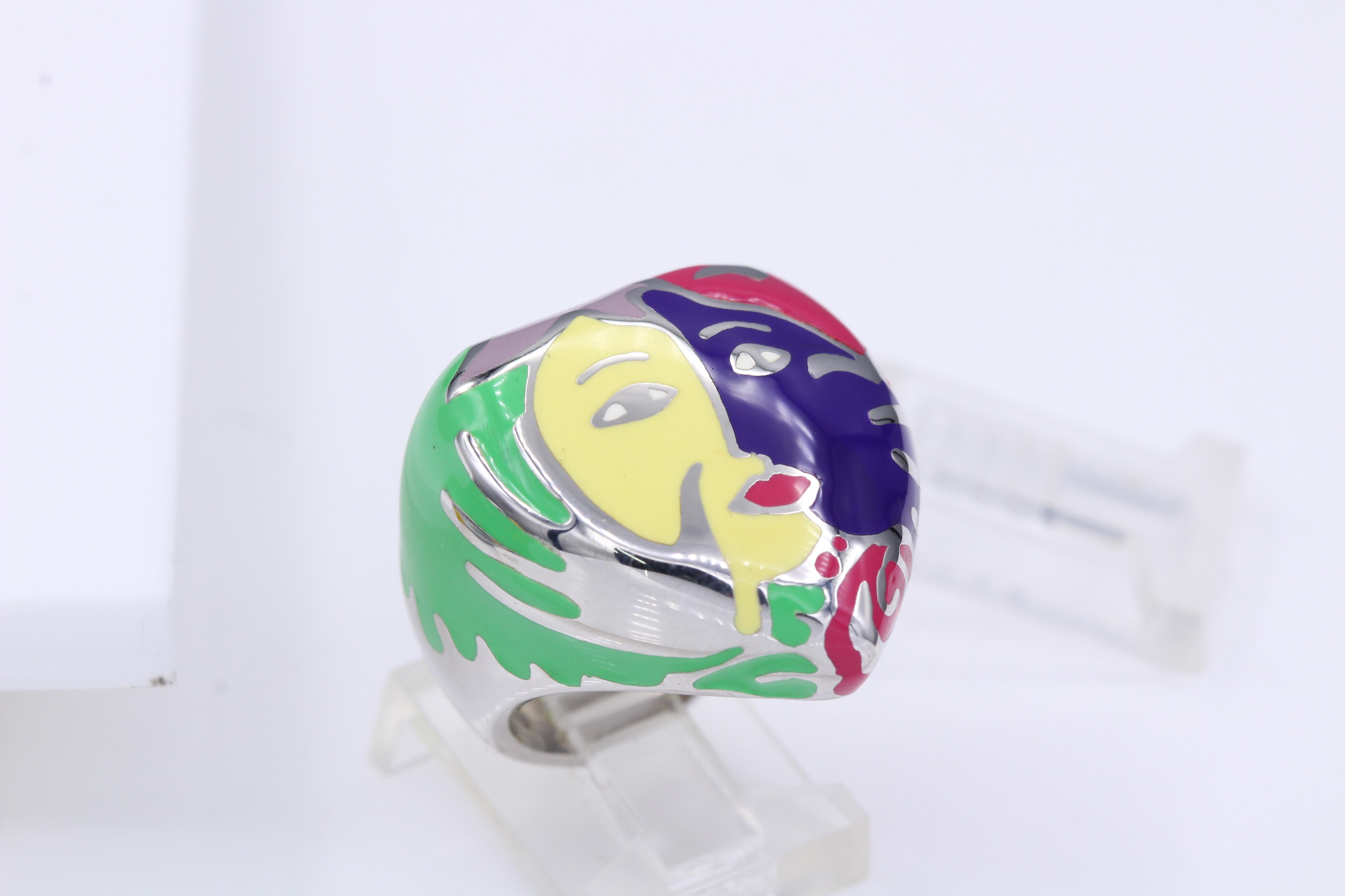 Anillo Artístico Plata de Ley famoso artista Chagall Anillo Artístico Inspirado en Esmalte en venta 7